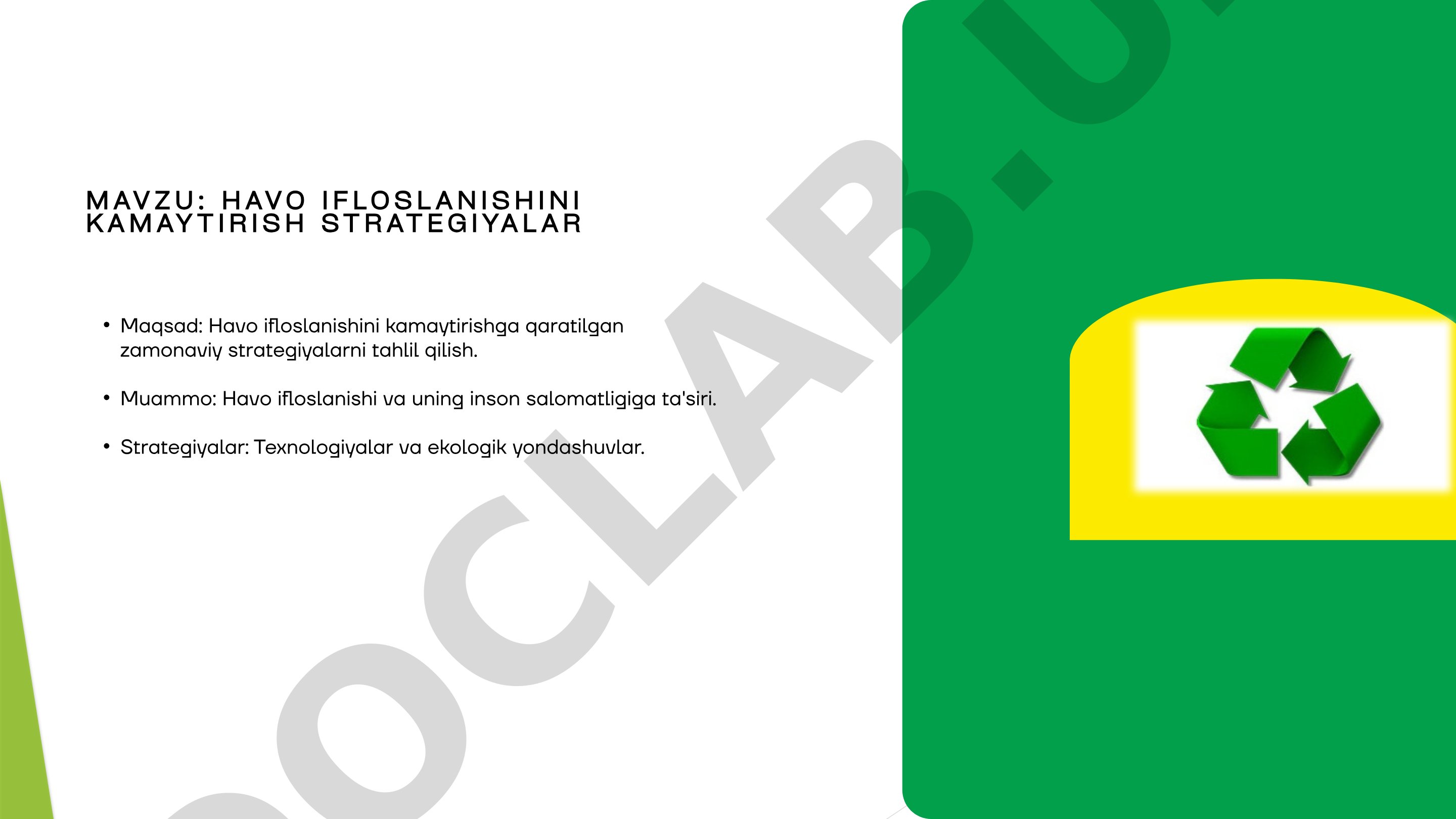 Havo ifloslanishini kamaytirish strategiyalari