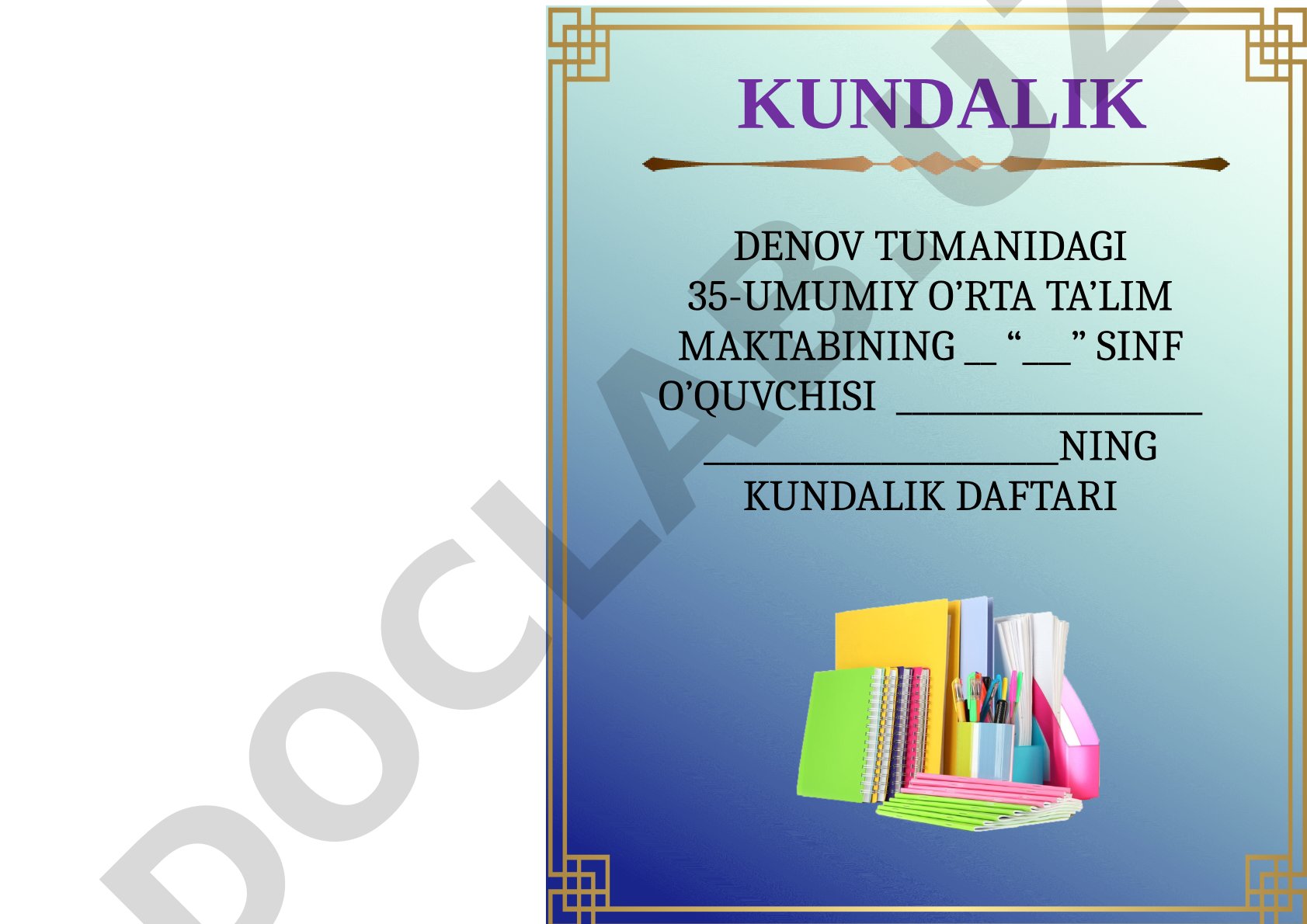35-maktab o'quvchisi kundalik daftari