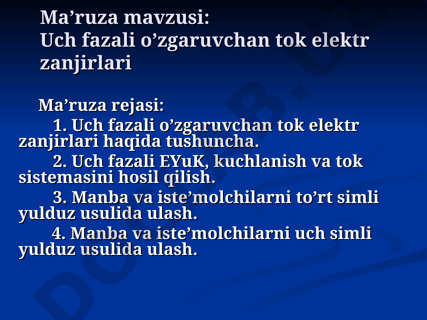 Uch fazali o'zgaruvchan tok elektr zanjirlari