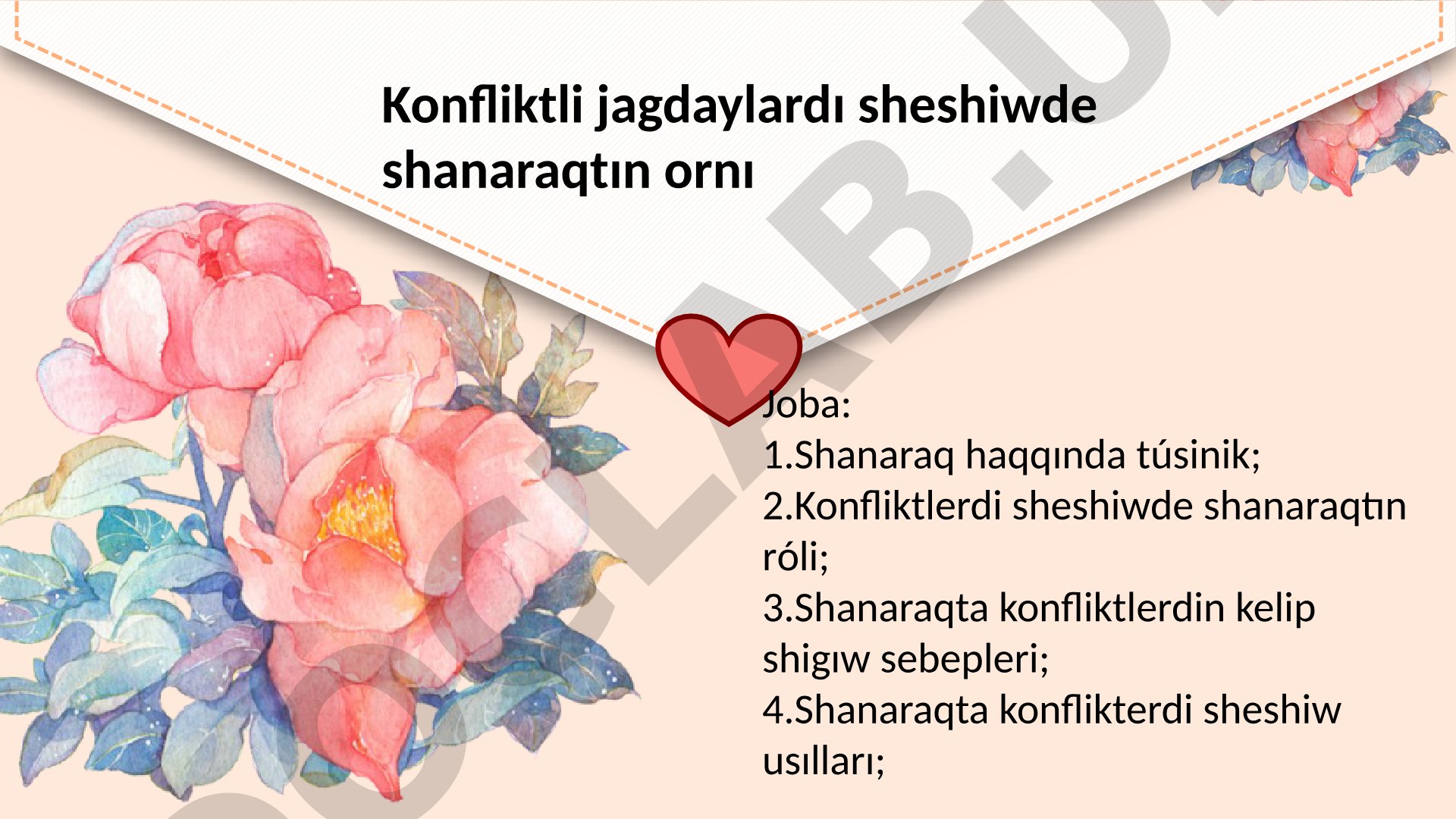 Konfliktli jagdaylardı sheshiwde shanaraqtın ornı