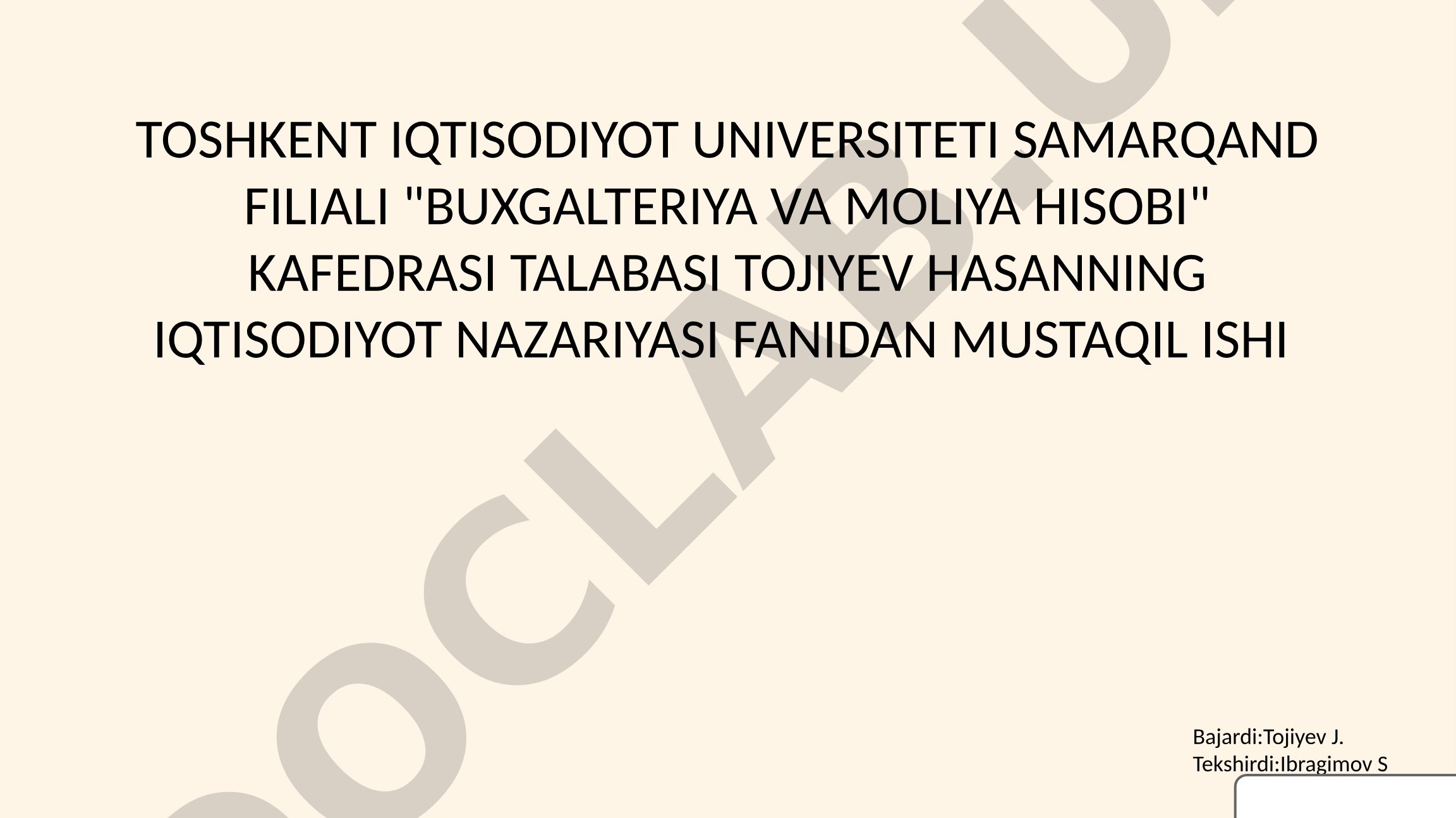 O'zbekistonda amal qilayotgan mulk shakllari, mulk obyektlari, subyektlari, mulkni davlat tasarrufidan chiqarish va xususiylashtirishning maqsadi yo'llari va usullari