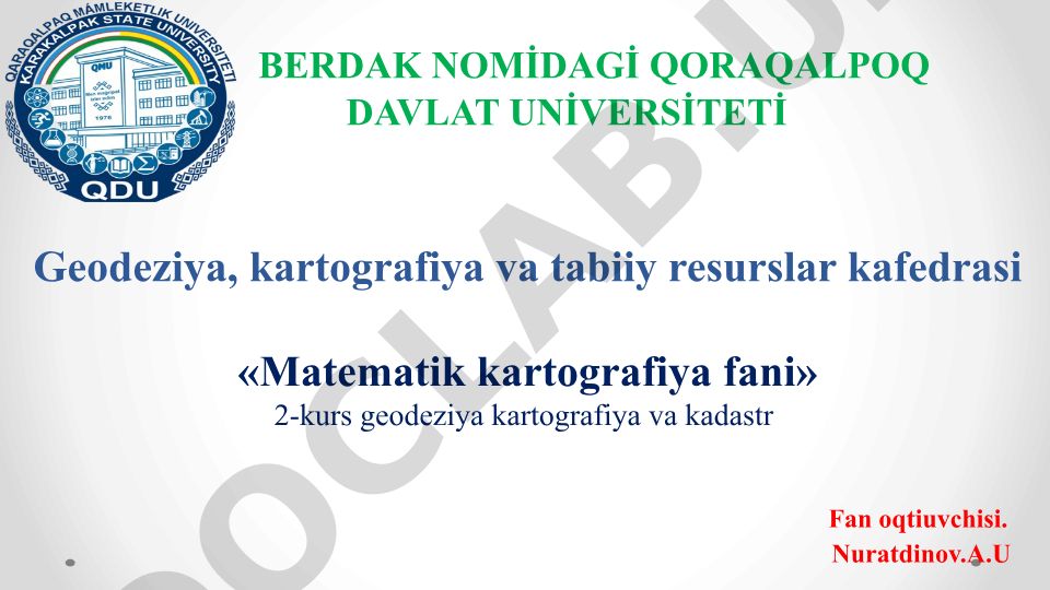 Matematik kartografiya fani baholash mezonlari