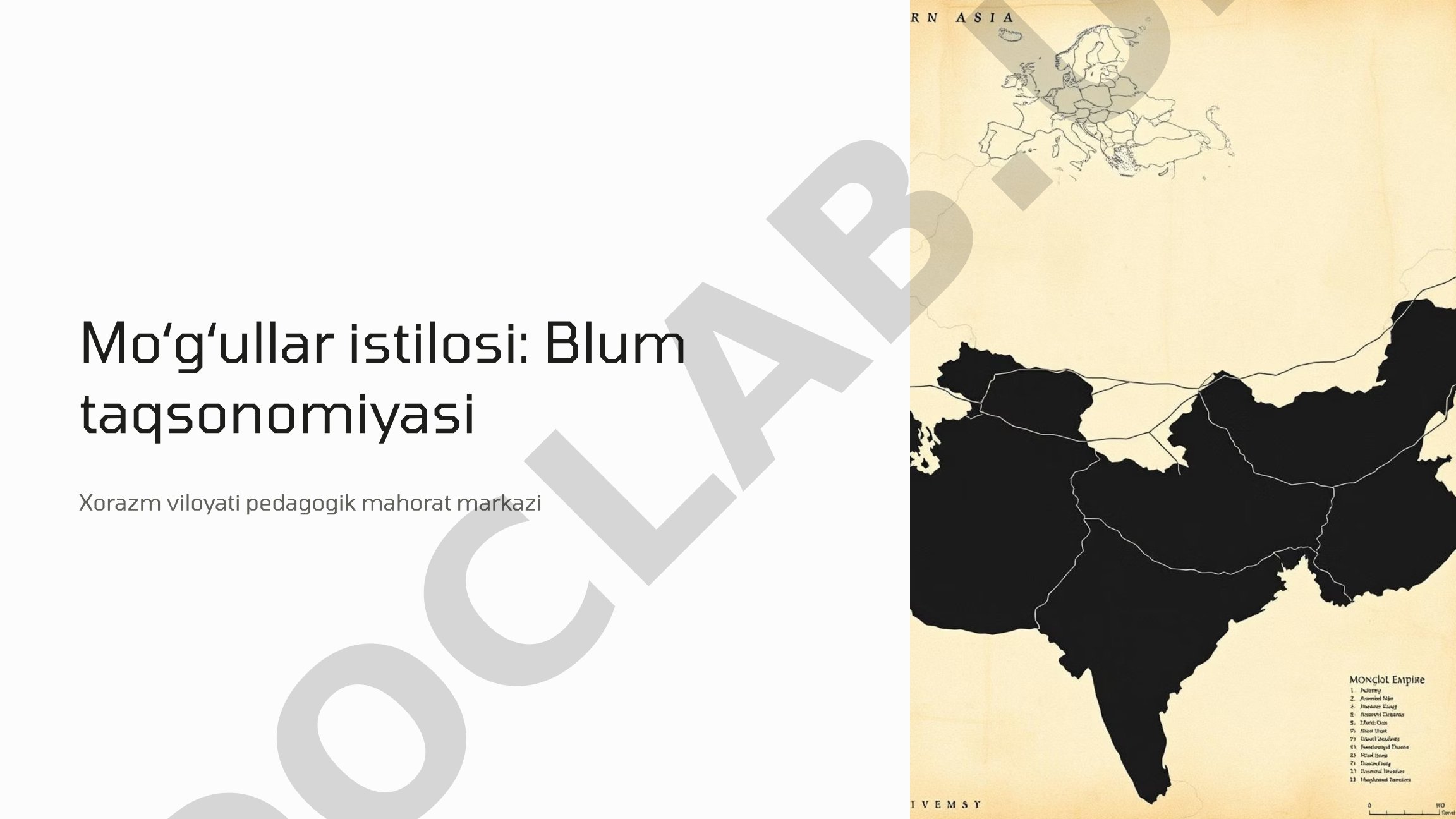 Mo'g'ullar istilosini o'qitishda Blum taksonomiyasi