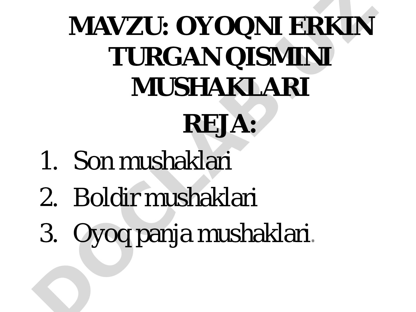 Oyoqni erkin turgan qismini mushaklari