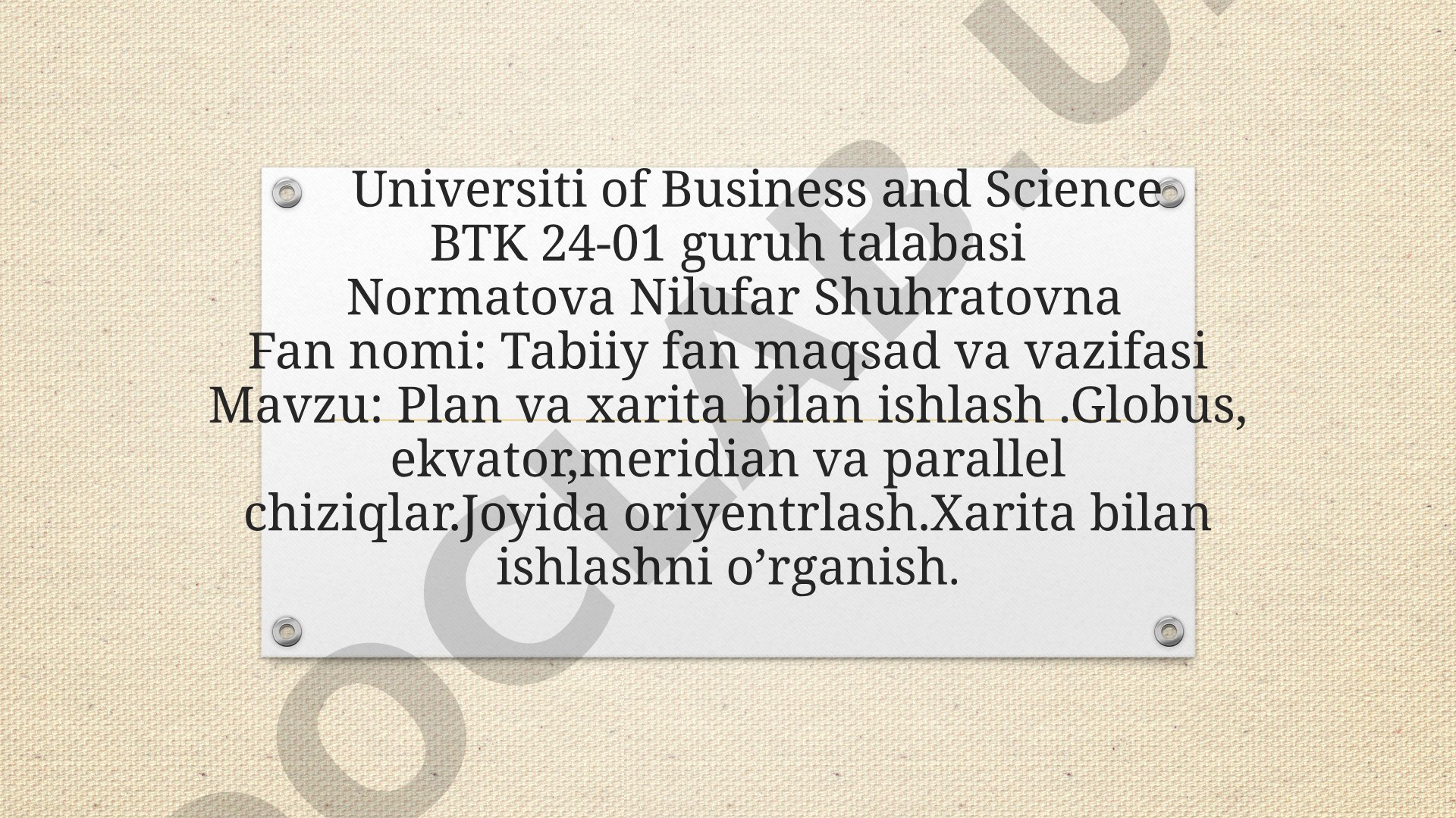 Plan va xarita bilan ishlash