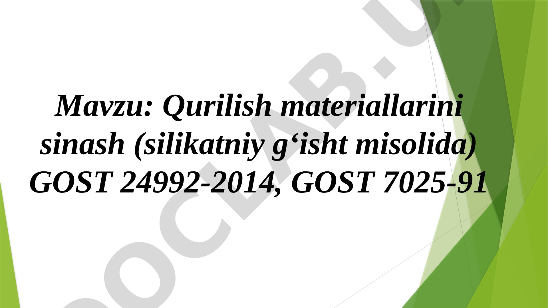 Qurilish materiallarini sinash (silikatniy g‘isht misolida) GOST 24992-2014, GOST 7025-91