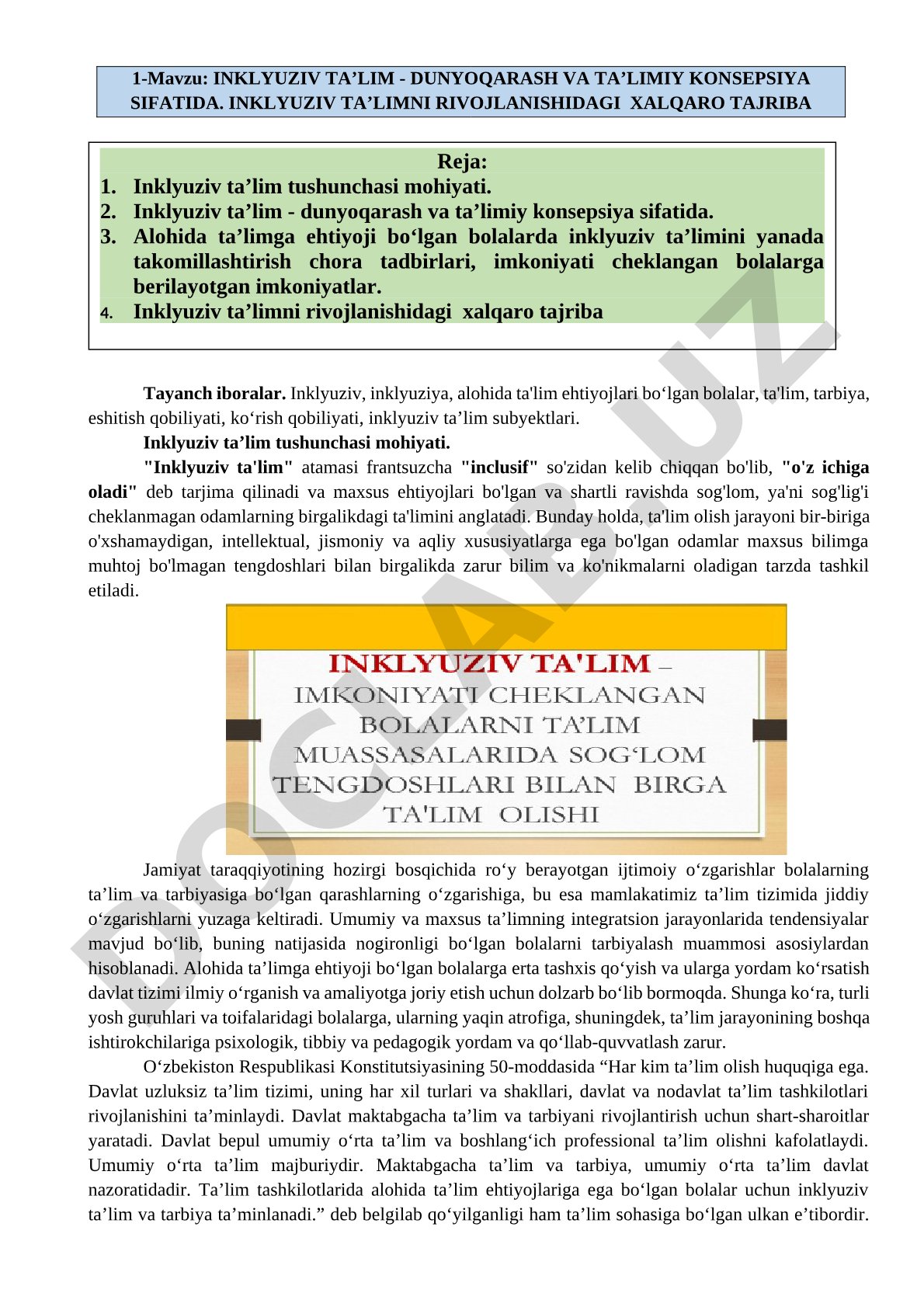 Inklyuziv ta'lim - dunyoqarash va ta'limiy konsepsiya sifatida