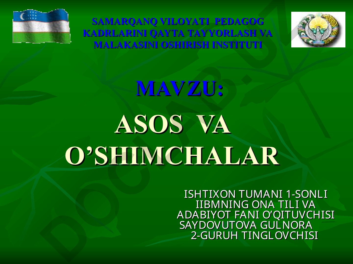 So'zning asosi va o'shimchalari