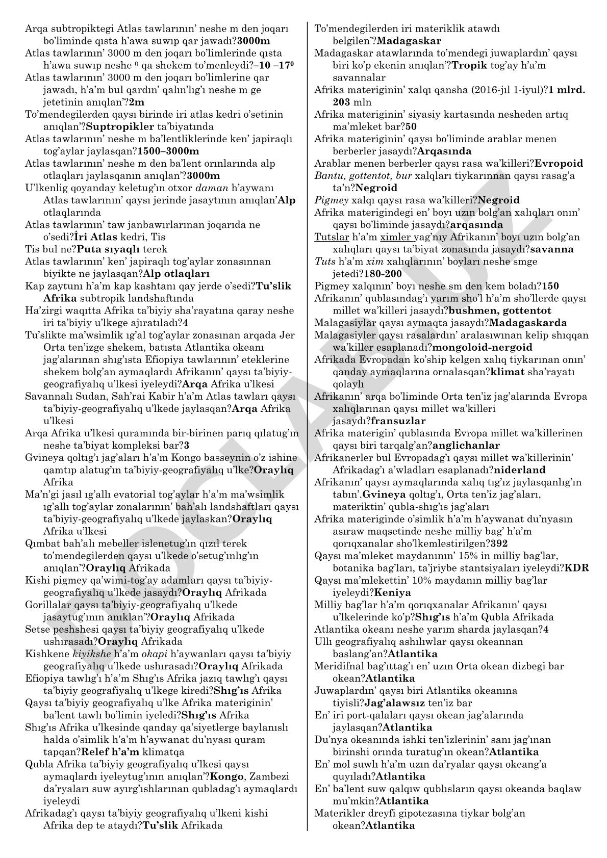 Atlas tawlarınıń biyiklik belbewleri hám ósimlik dúnyası