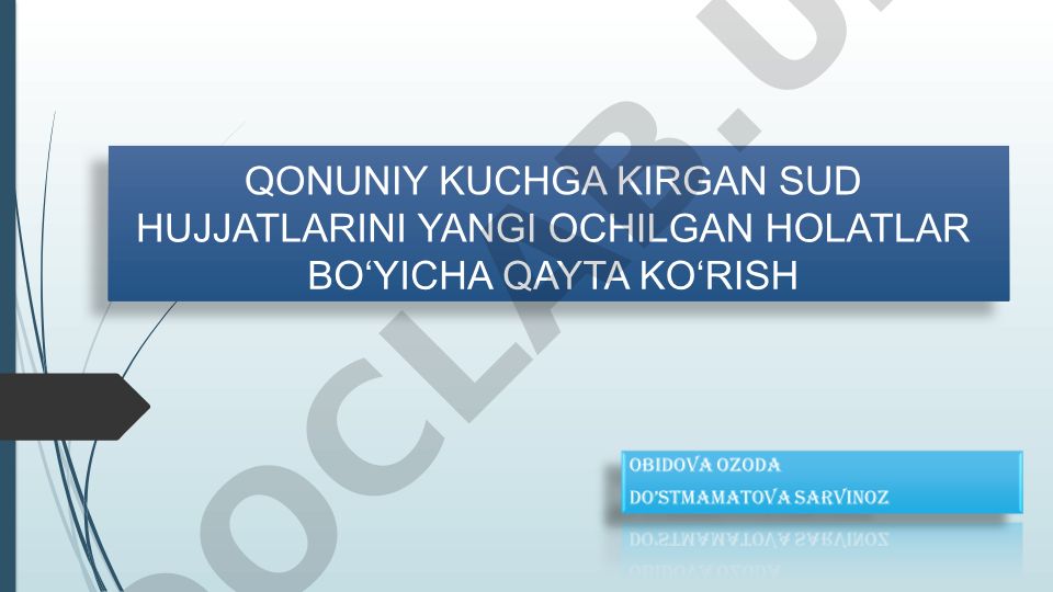 Qonuniy kuchga kirgan sud hujjatlarini yangi ochilgan holatlar bo'yicha qayta ko'rish