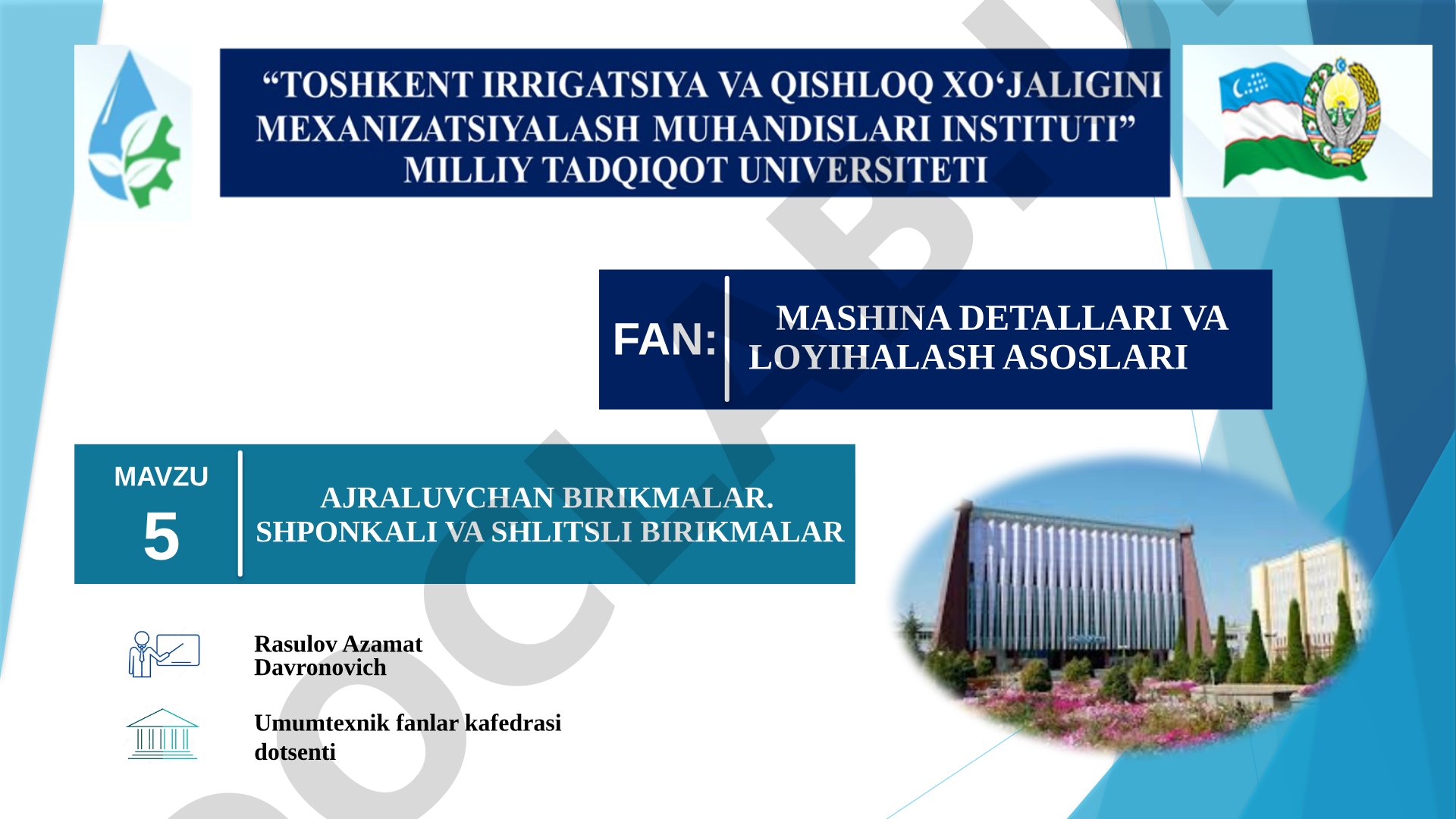 Ajraluvchan birikmalar. Shponkali va shlitsli birikmalar
