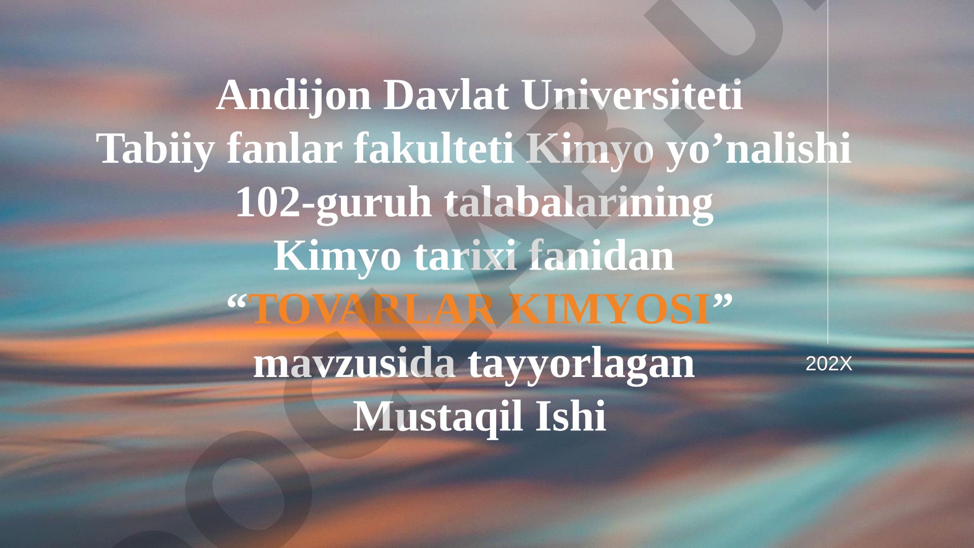 Tovarlar kimyosi fanining vujudga kelish, maqsad va vazifalari
