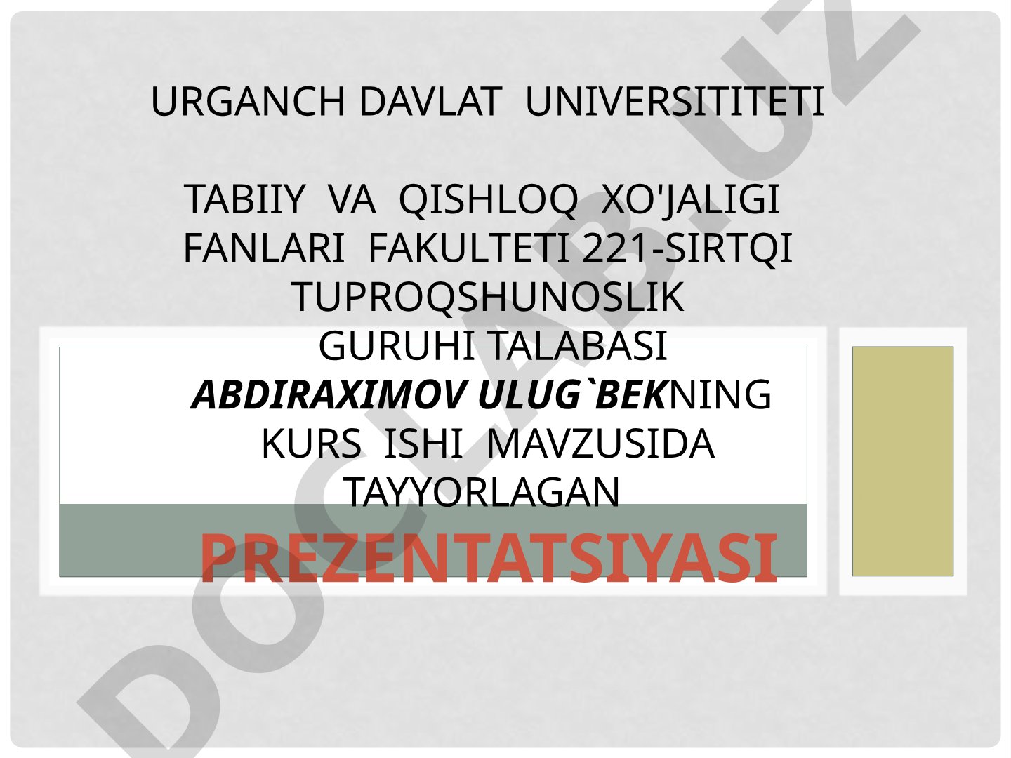 Tuproqshunoslik fanining rivojlanish tarixi