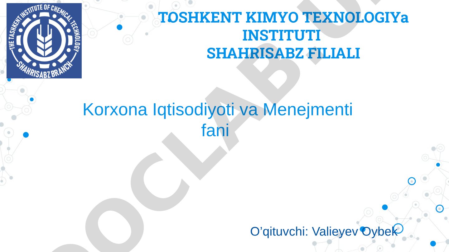 Korxona iqtisodiyoti va menejmenti kursining vazifasi va maqsadi