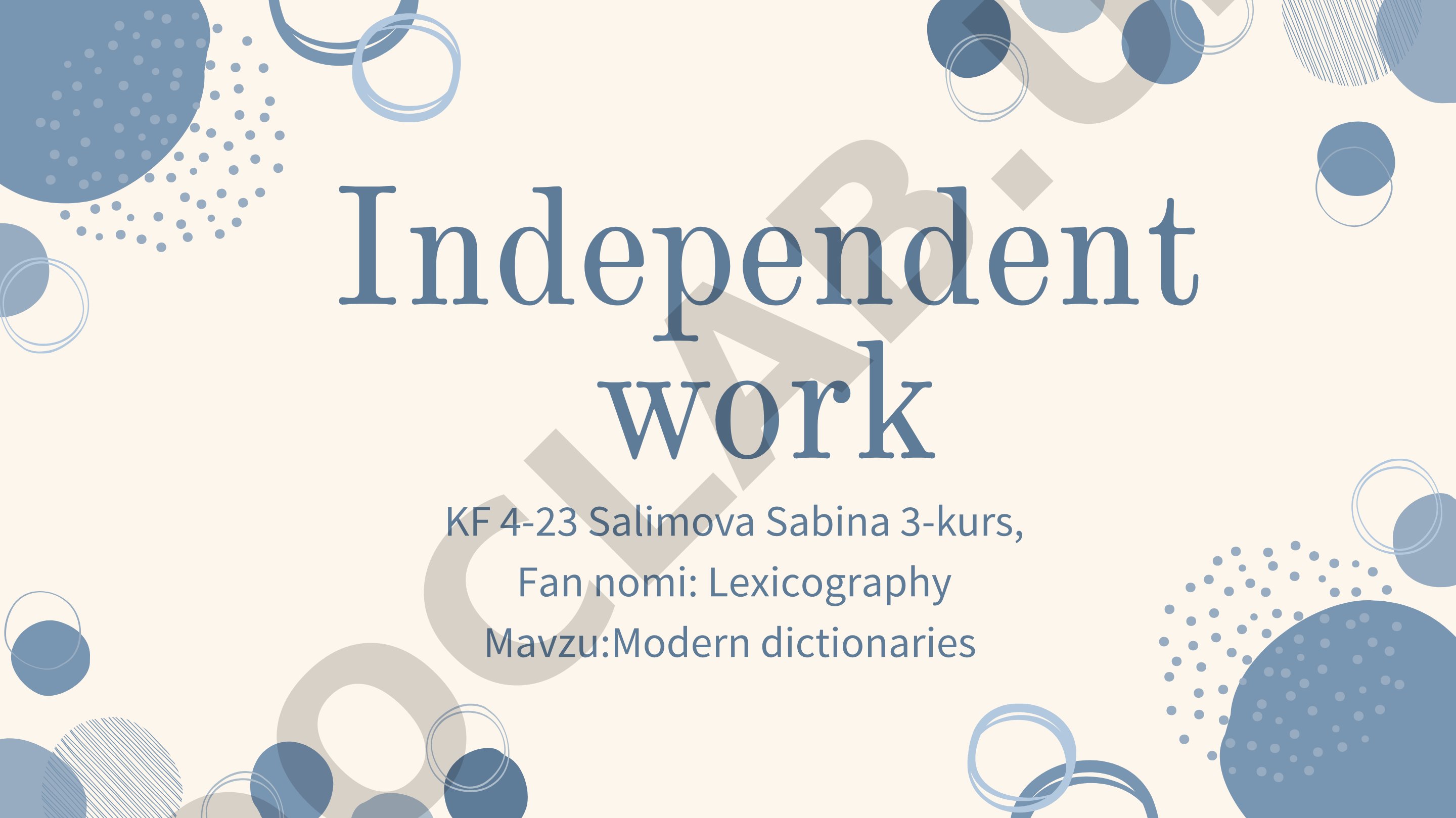 Modern dictionaries