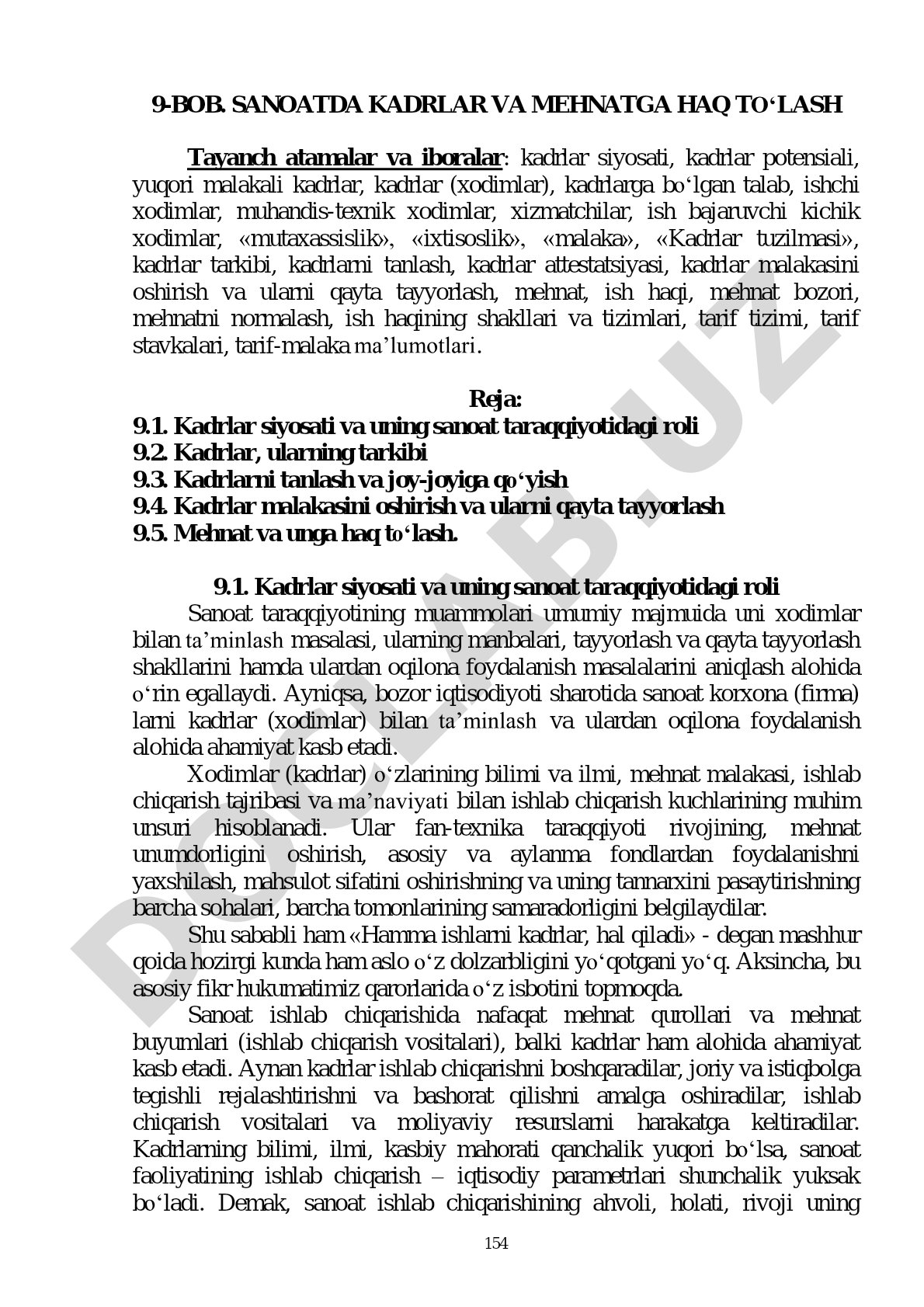 Sanoatda kadrlar va mehnatga haq to‘lash