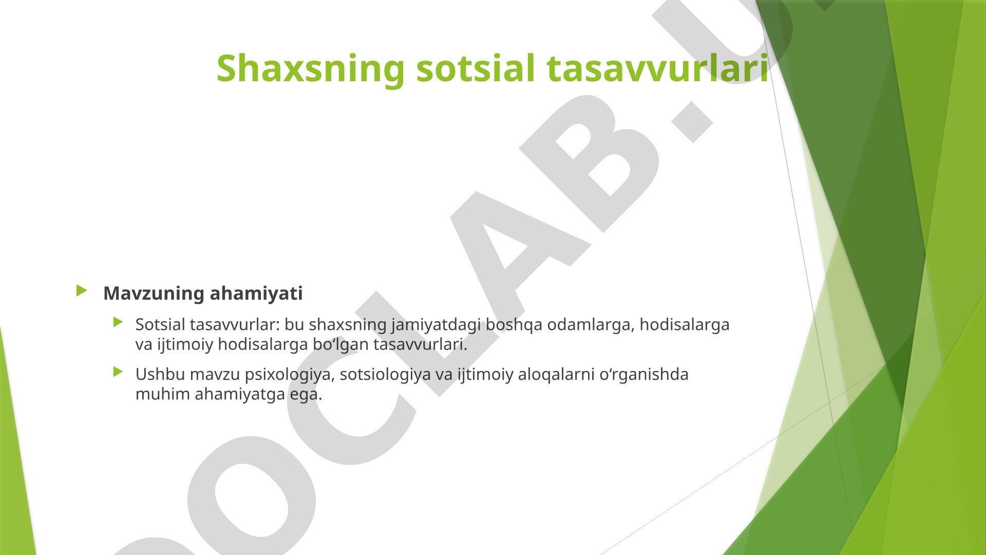 Shaxsning sotsial tasavvurlari