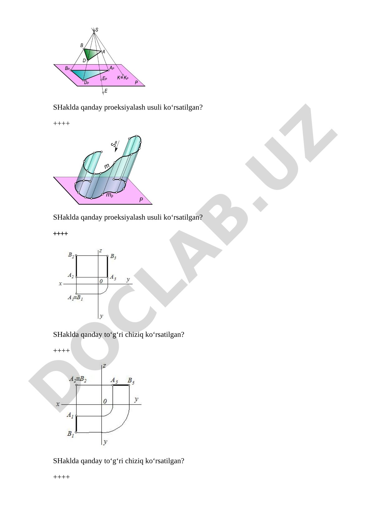 Geometrik shakllar va proeksiyalash usullari