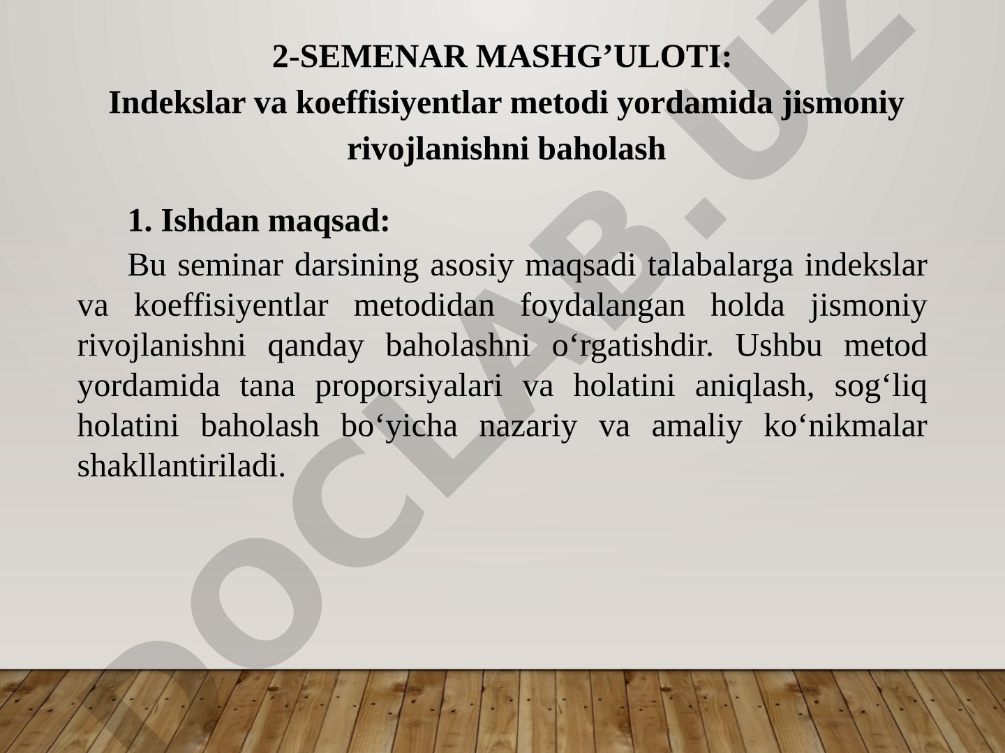 Indekslar va koeffisiyentlar metodi yordamida jismoniy rivojlanishni baholash