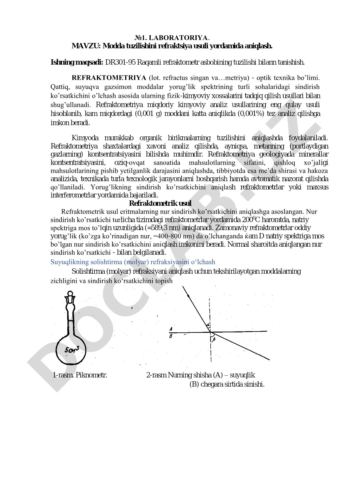Modda tuzilishini refraktsiya usuli yordamida aniqlash