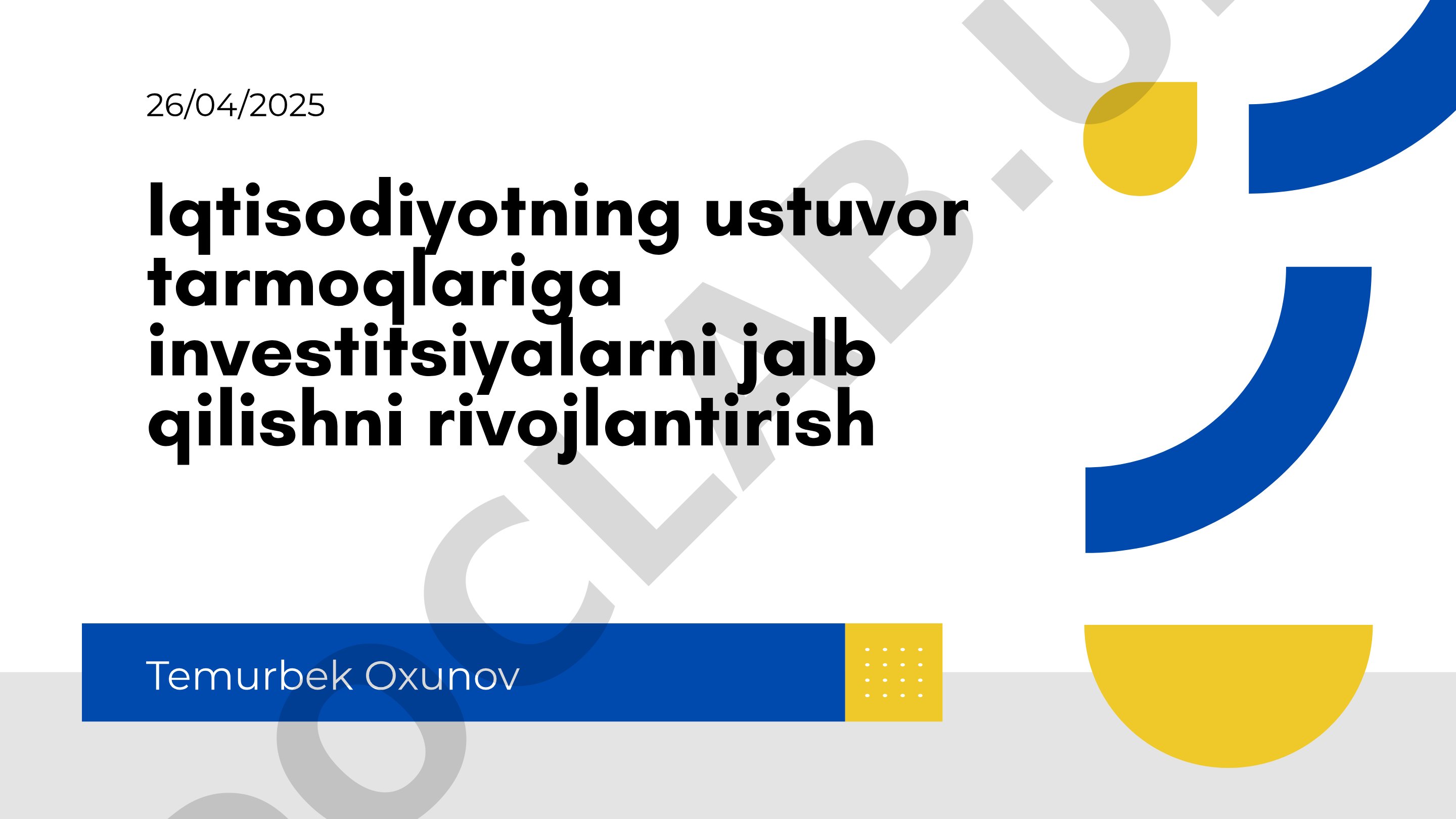 Iqtisodiyotning ustuvor tarmoqlariga investitsiyalarni jalb qilishni rivojlantirish