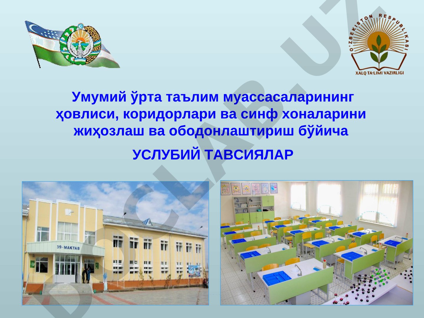 Мактаб ҳудуди, коридорлари ва синф хоналарини жиҳозлаш ва ободонлаштириш