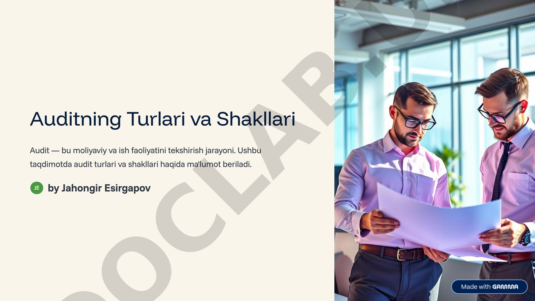 Auditning Turlari va Shakllari
