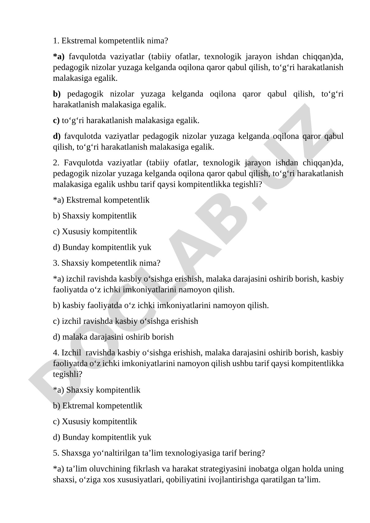 Ekstremal va shaxsiy kompetentlik tushunchalari