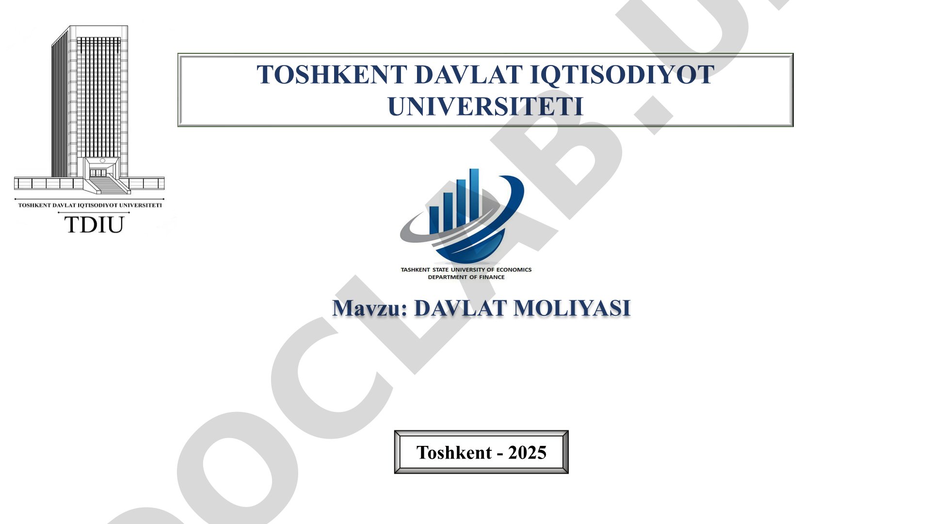 Davlat moliyasining funksiyalari, tarkibiy qismlari va davlat budjeti haqida taqdimot