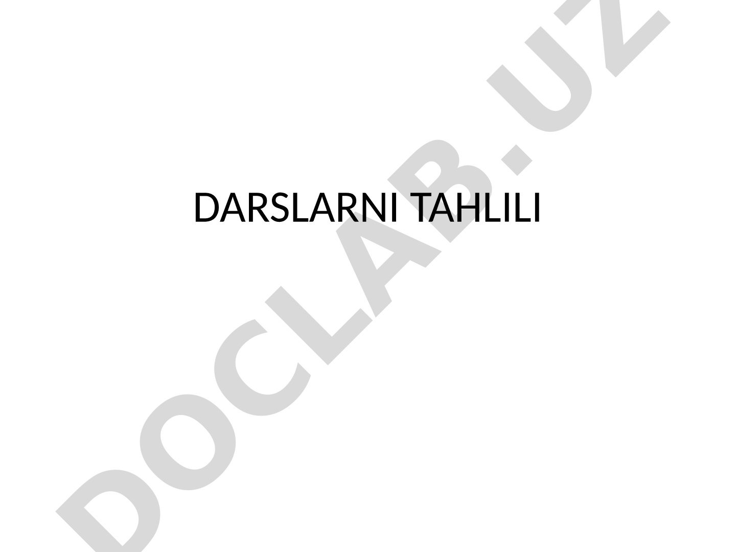 DARSLARNI TAHLILI