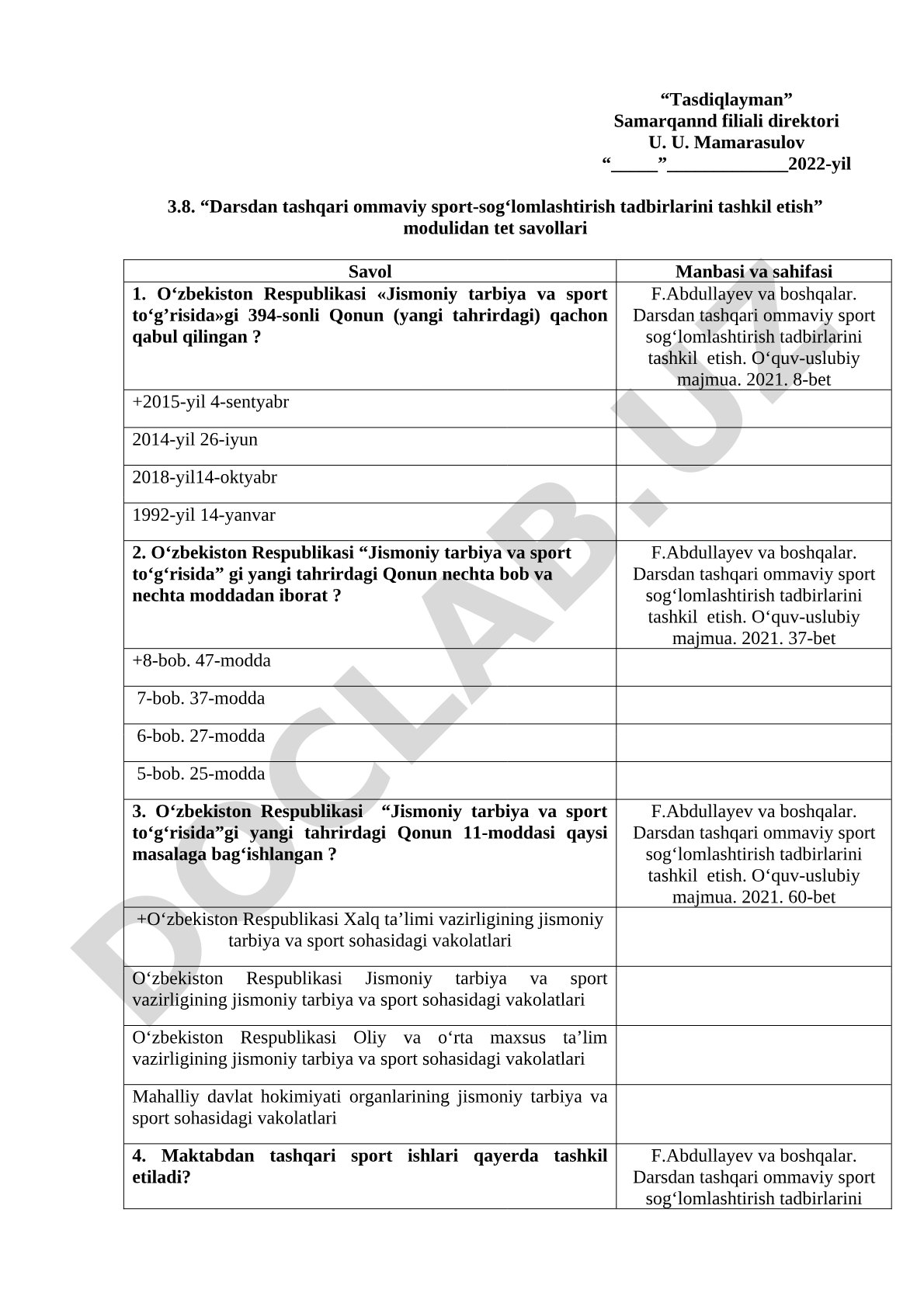Iqtisodiyot nazariyasi fani bo'yicha testlar
