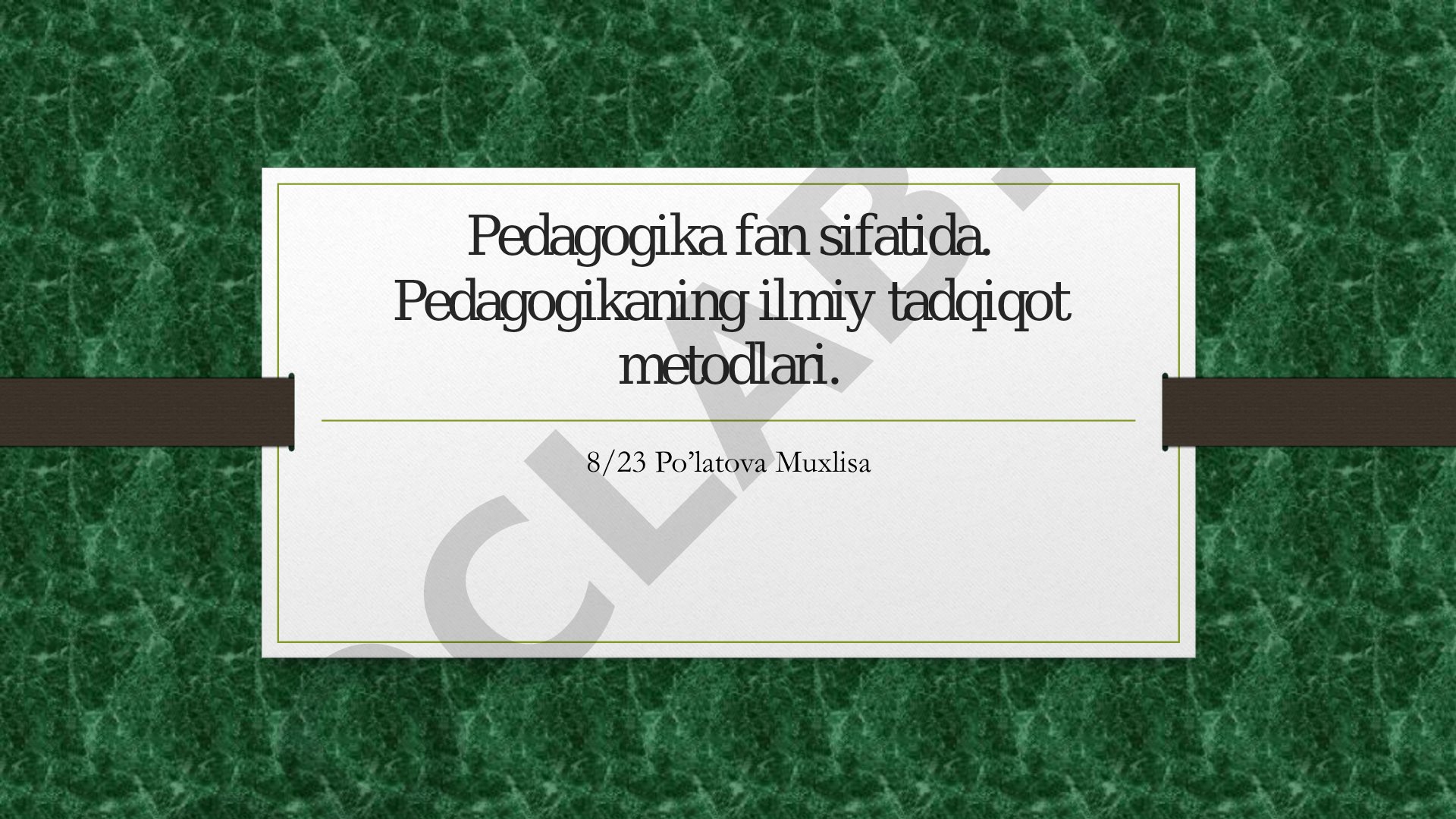 Pedagogikaning ilmiy tadqiqot metodlari