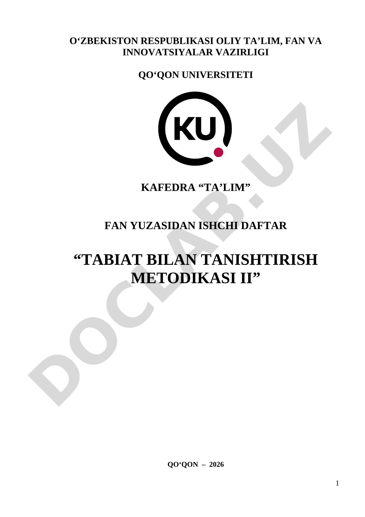 Tabiat bilan tanishtirish metodikasi II