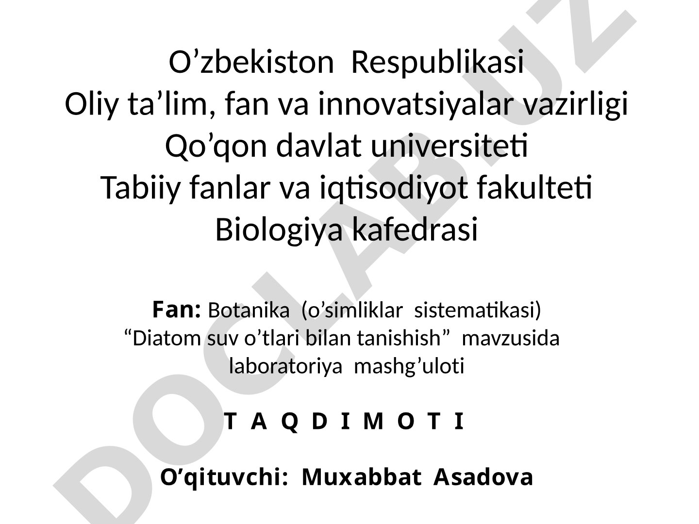 Diatom suv o'tlari bilan tanishish