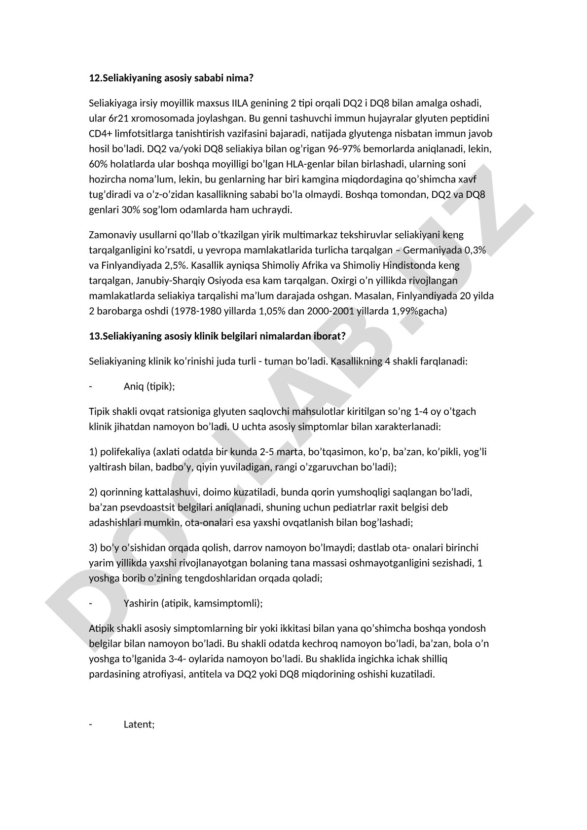 Seliakiyaning asosiy sabablari va tarqalishi