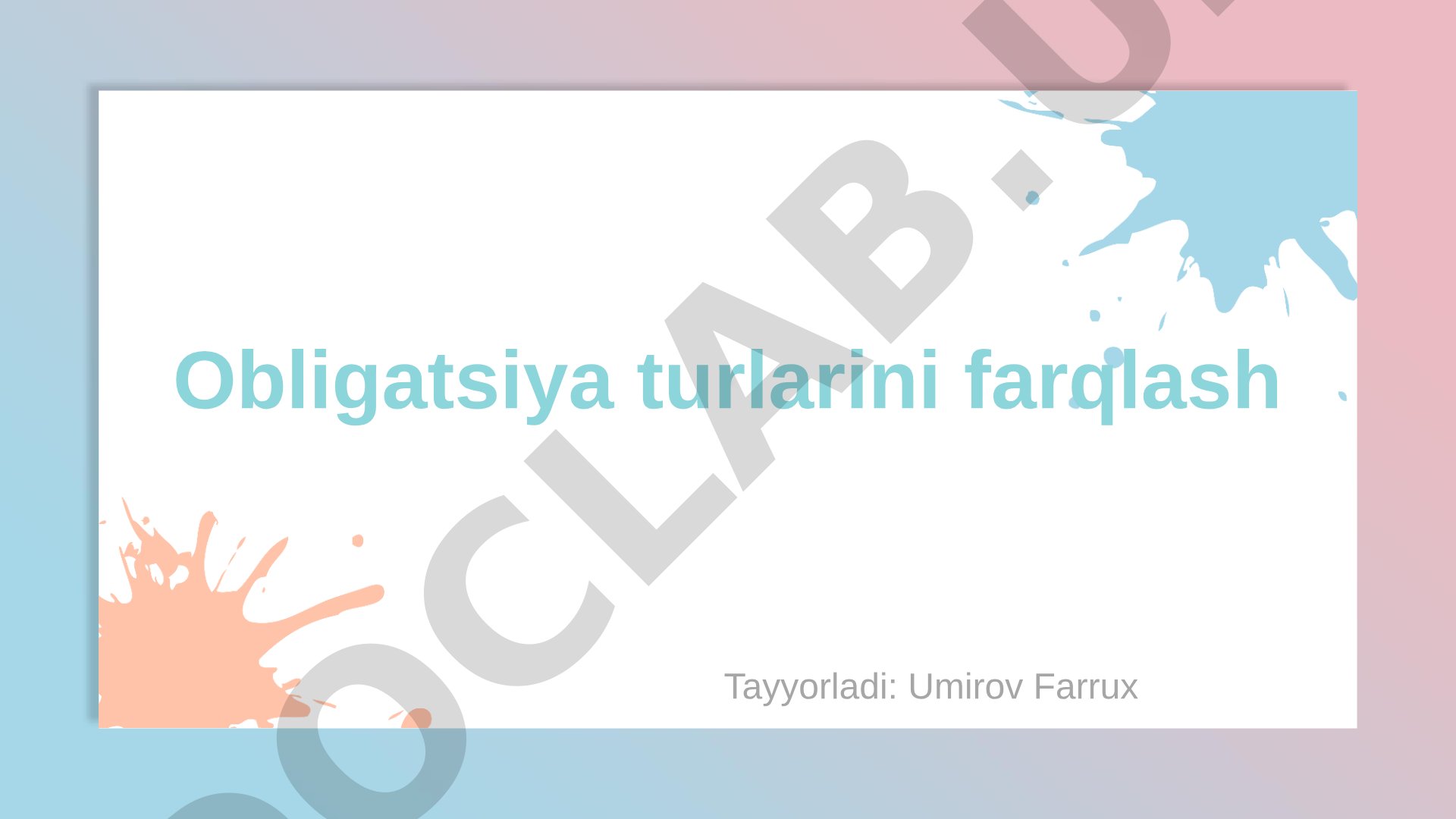 Obligatsiya turlari: korporativ, g'aznachilik, xalqaro davlat, yashil, agentlik va