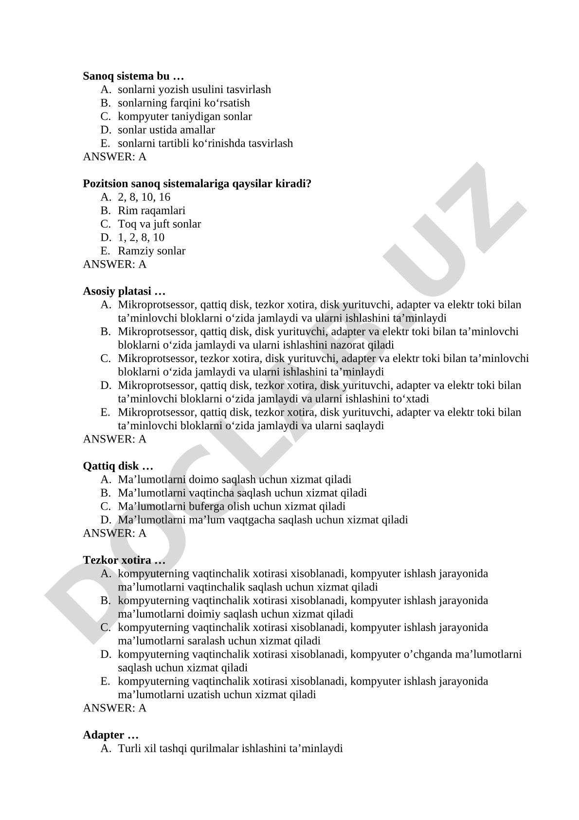 Sanoq sistemalari va kompyuter qurilmalari