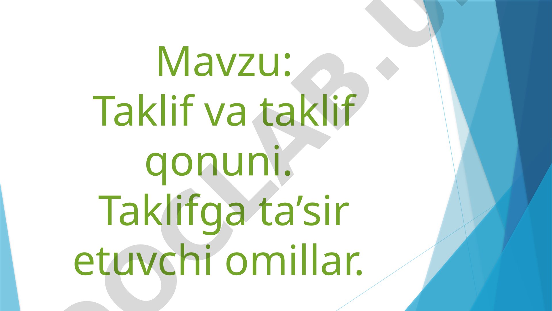 Taklif va taklif qonuni. Taklifga ta’sir etuvchi omillar
