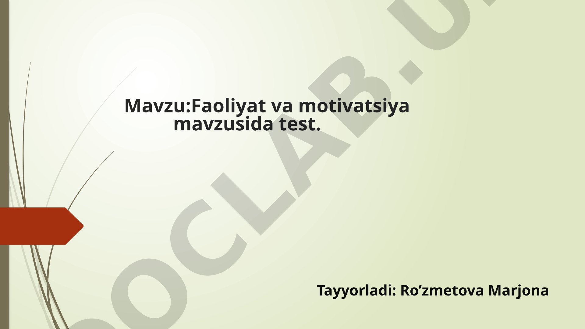 Faoliyat va motivatsiya mavzusida test