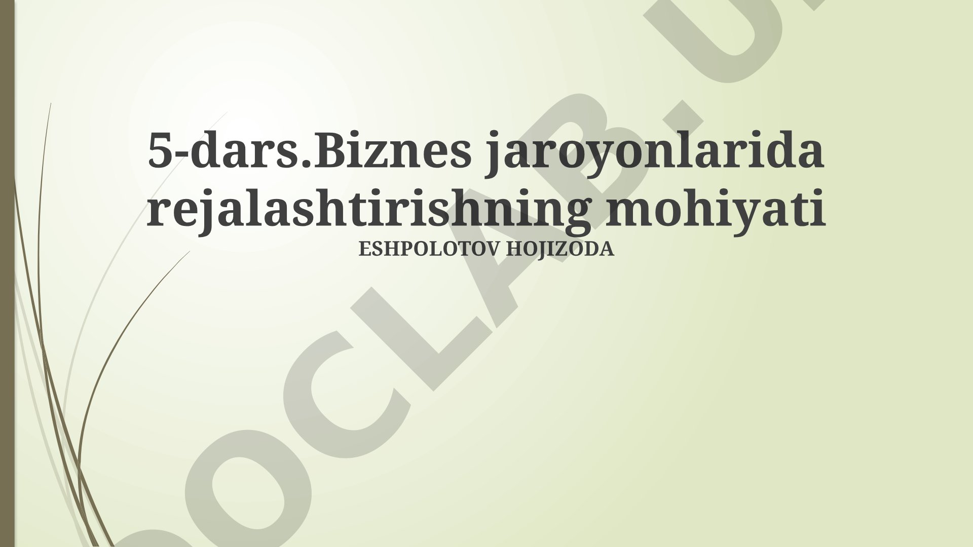 Biznes jaroyonlarida rejalashtirishning mohiyati