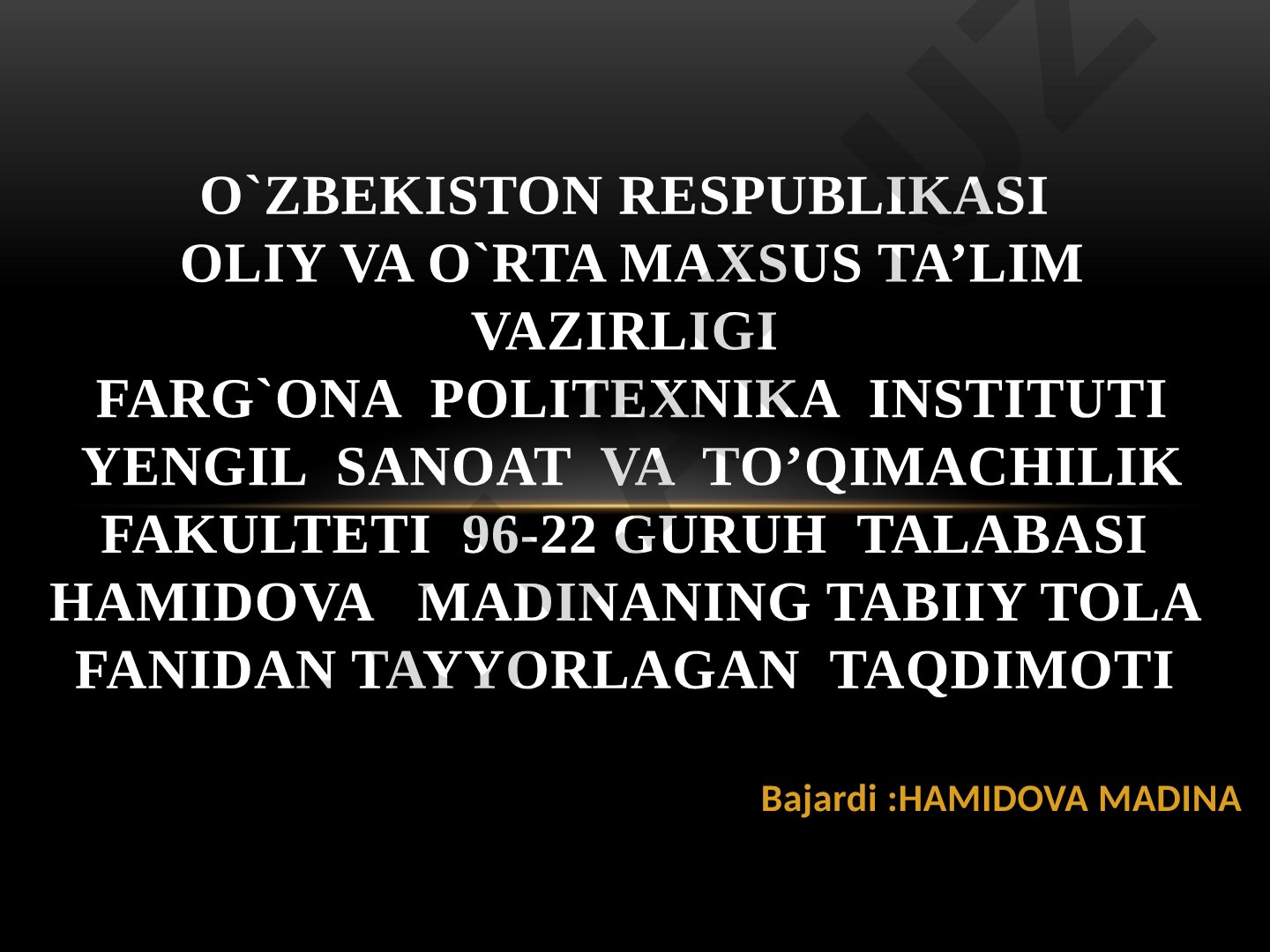 Kanop tolani xalq xo’jaligi uchun ahamiyati undan olinadigan mahsulotlar