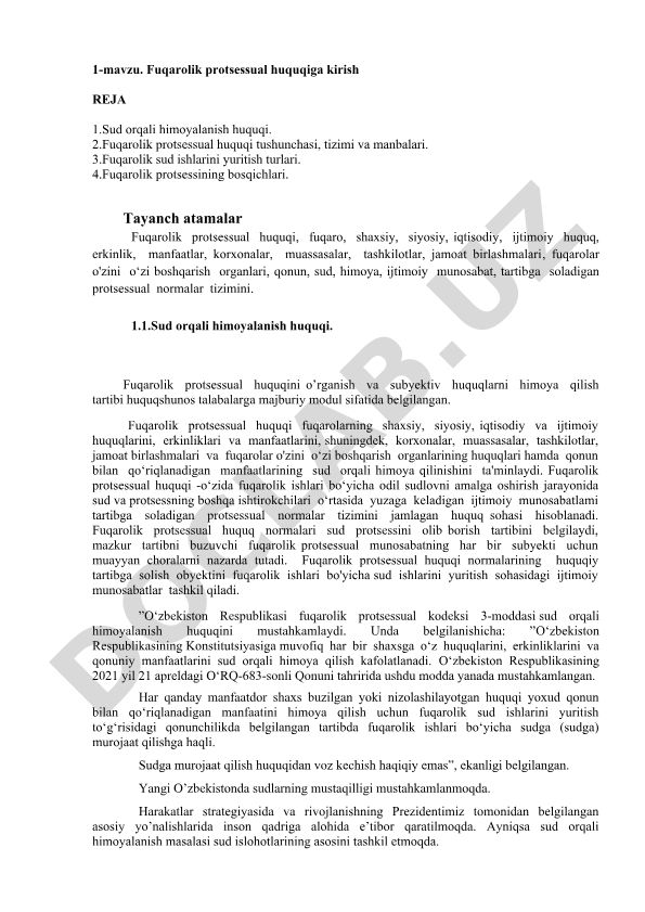 Fuqarolik protsessual huquqiga kirish