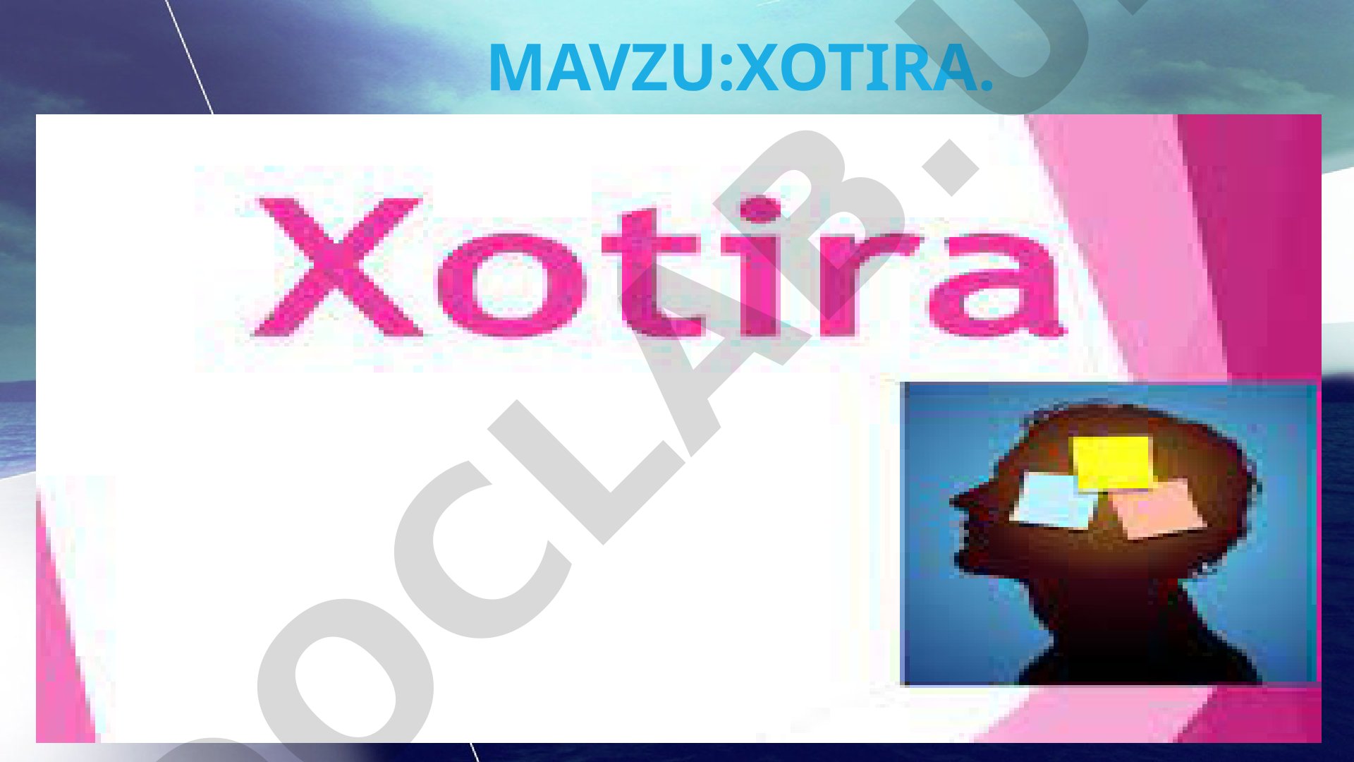 Xotira: ta'rifi, turlari, jarayonlari va individual xususiyatlari