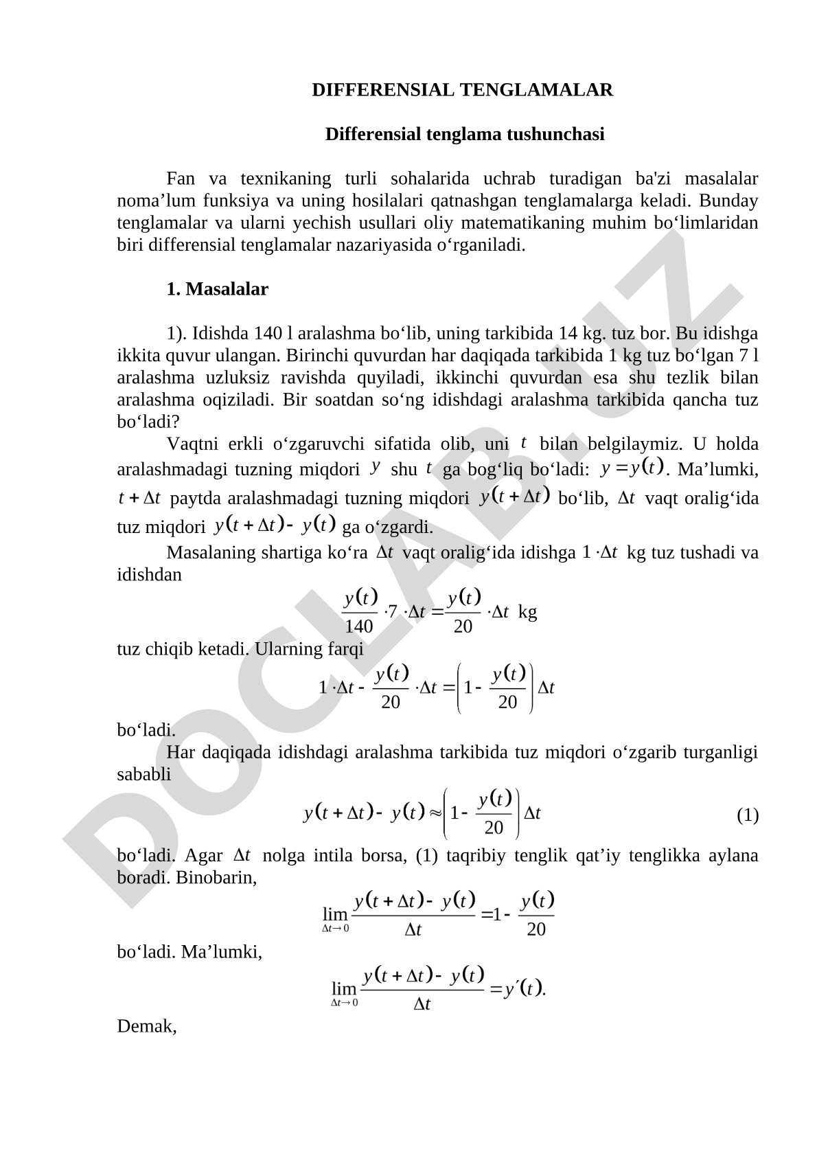 Differensial tenglamalar