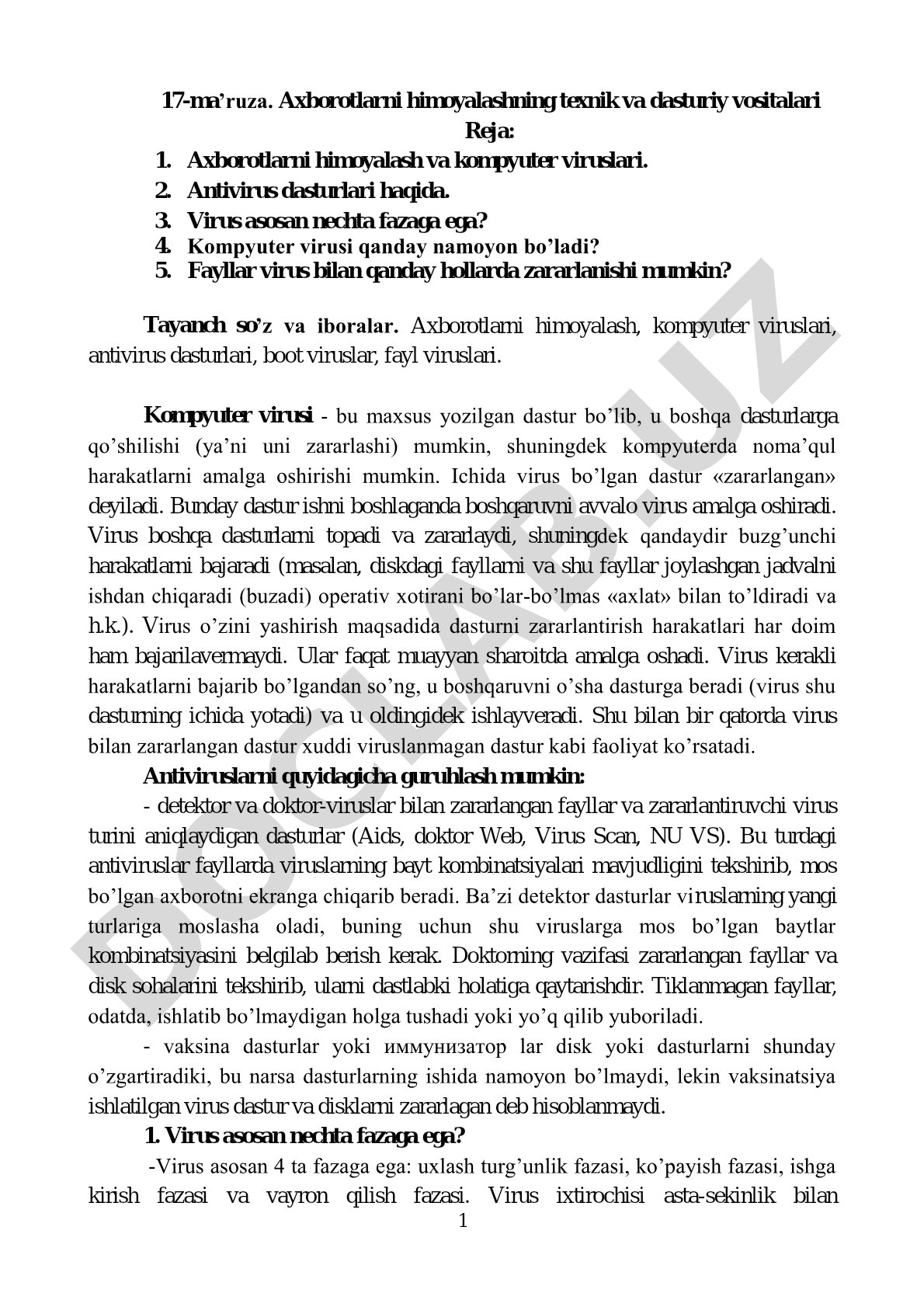 Axborotlarni himoyalashning texnik va dasturiy vositalari
