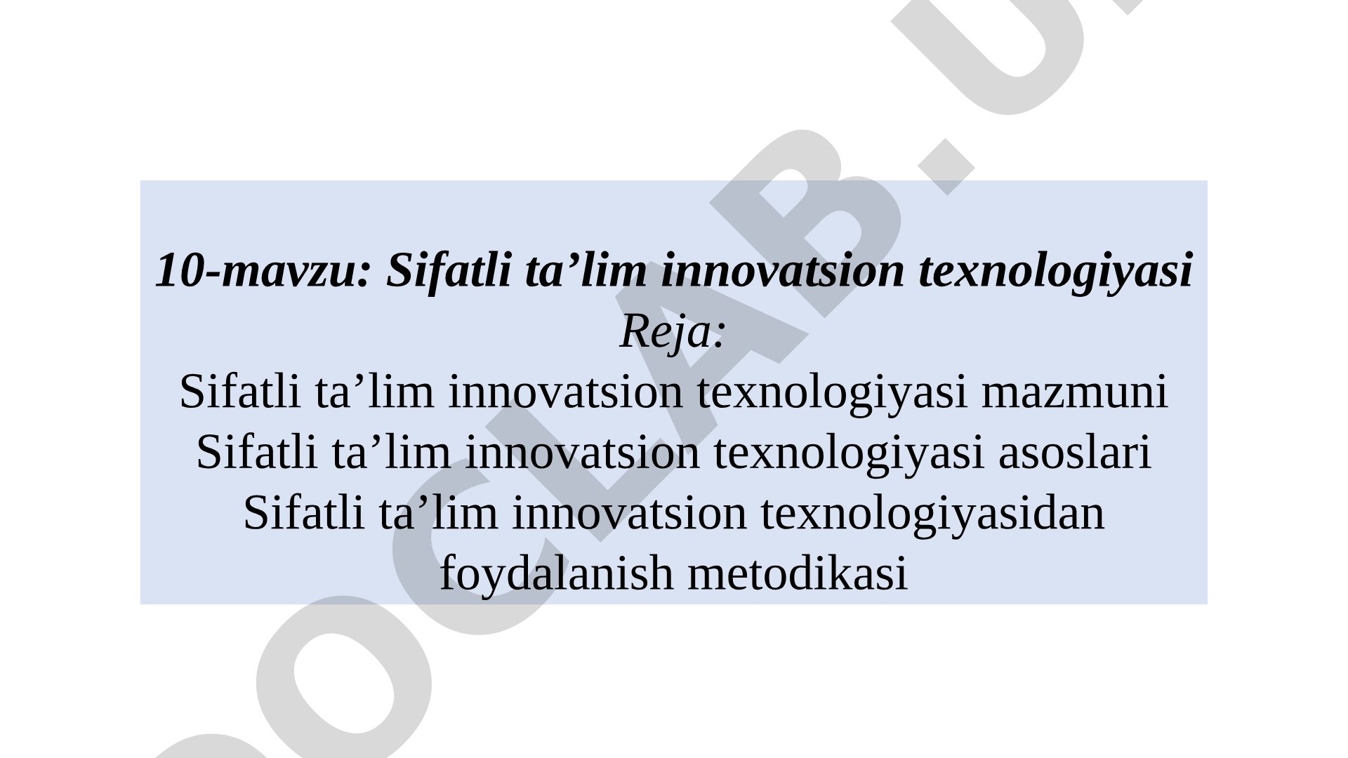 Sifatli ta'lim innovatsion texnologiyasi