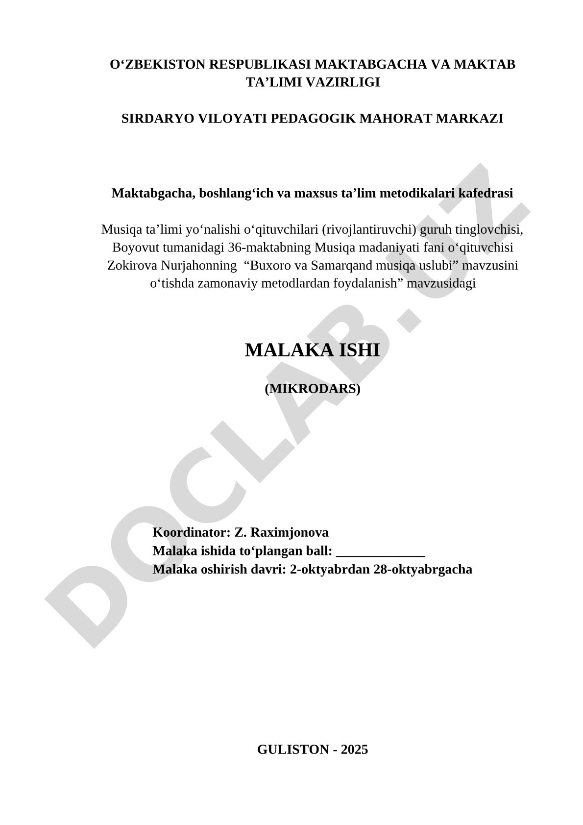 Buxoro va Samarqand musiqa uslubi mavzusini o‘tishda zamonaviy metodlardan foydalanish