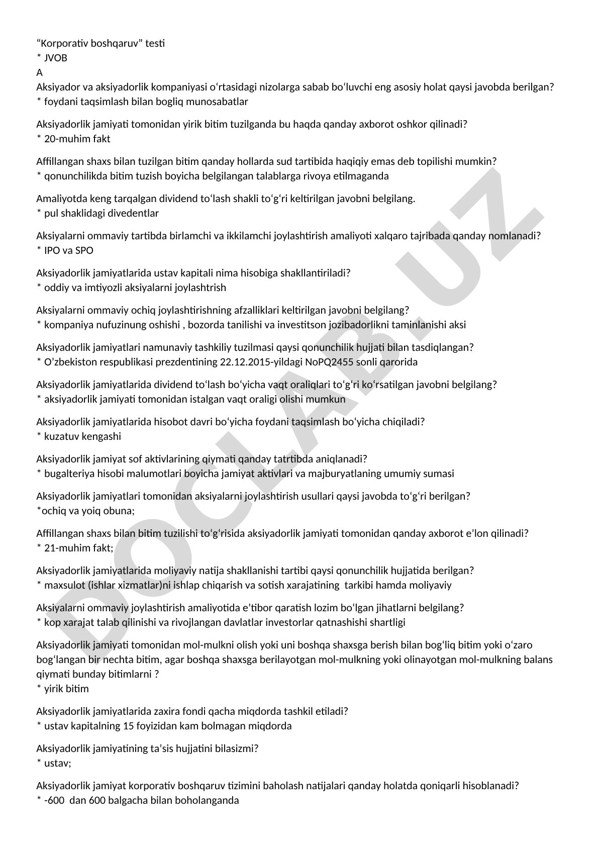 Korporativ boshqaruv testi