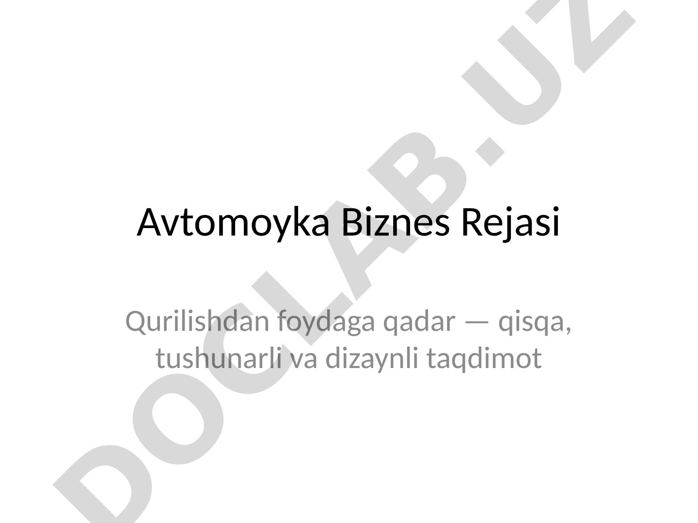 Avtomoyka Biznes Rejasi Qurilishdan foydaga qadar
