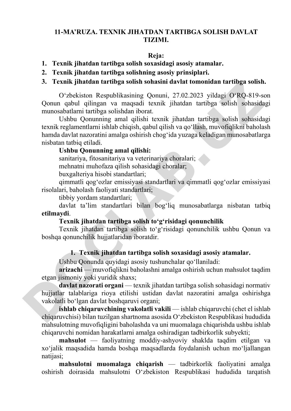 Texnik jihatdan tartibga solish davlat tizimi